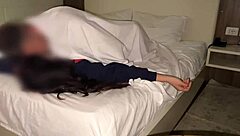 My friend fucks my brunette wife in missionary while I record, leading to real orgasm