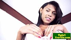 Latina Tgirl's Passionate Couch Ass Masturbation