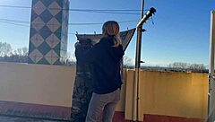 Hot wife and neighbor enjoy pussy eating in the laundry room