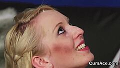 naughty hottie swallows jizz load