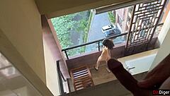 Horny Neighbor Masturbates on Balcony as Pervert Peeps - Katty West Anal!