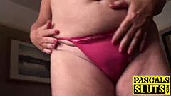 Chubby Mature Lady Rubbing Her Shaved Pussy Ecstatically