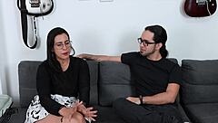 Kylei Ellish experiences rough deepthroat and cum in her first porn video.