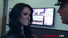 madelyn marie and jennifer dark lick each other's pussies while using his monster cock in threesome