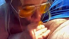 the blonde slut got fucked in public, then took a huge facial