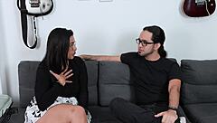 Kylei Ellish experiences rough deepthroat and cum in her first porn video.