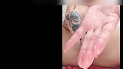 brazilian slut spreads on bathroom floor fucking wet pussy