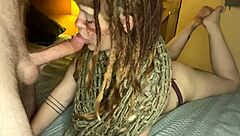 Nerd Girl With Piercings Chokes On Monster Cock While Licking Balls