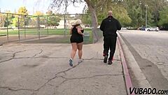 obese blonde granny with big tits gets facial in retro scene