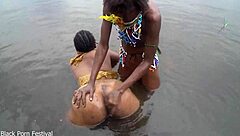 lesbian tribe duo bathing in village river sparks curiosity