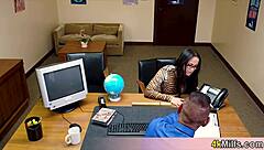 geeky asian secretary eagerly gives head for promotion