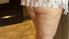 big boobed bbw milf maid flashes pussy in mini dress