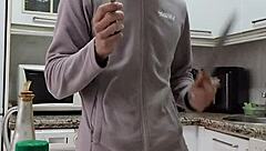 cooking tortilla while jerking off and cumming on food