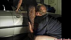 Slut milf wife Candi Annie does hardcore photo shoot in dirty garage