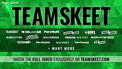 Cute petite stepsis splits pussy on big cock in doggystyle!