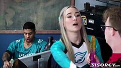 Sexy Stepsisters Get Fucked Like Animals in Classroom During Exam Cheating