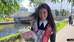 Fucked Classmate's Tight Ass At Graduation Anal Creampie