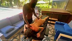 I watch my hotwife get a naughty massage and BBC fuck with monster cock.