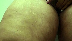 Fat mother in law masturbates pussy in the shower!