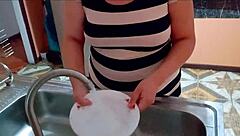 i let my stepsons friend fuck my wet pussy while washing dishes