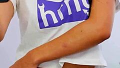 Sexy amateur latina teen 18+ touches her shaved tight pussy on phone for boyfriend