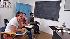 teacher gets pounded by students in classroom