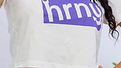 Sexy amateur latina teen 18+ touches her shaved tight pussy on phone for boyfriend