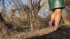 Mother-in-law's pissing pussy exposed