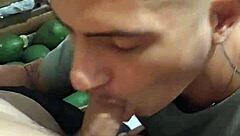 teen twink sucks cock at work gloryhole