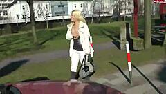 german blonde teen 18+ slut naked in public outdoor exposure