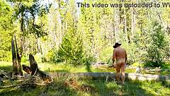 Naked Exhibitionist Walks To Creek In Public With See Through Flashing