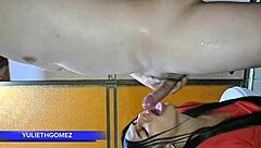 uh, at the gym i'm like giving my stepfather this amazing blowjob, and the trainer's just watching us, real homemade stuff