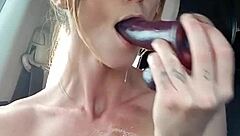 Big Tits Out in the Car Publicnudity