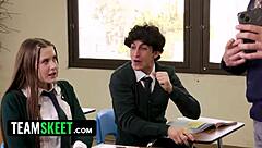 innocent girl turns into sex ed prop with deepthroat and banging