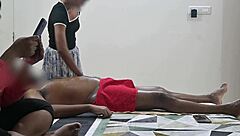 Massage girl feels shock from dick flashing