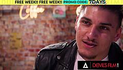 Customer caught masturbating by waitress Anna Claire Clouds who finishes the job.