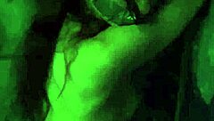 Does the teen masturbate with dildo before rough doggystyle outdoors?