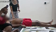 Massage girl feels shock from dick flashing