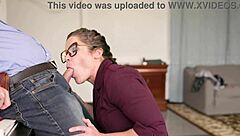 does the fat milf office manager blow her employees' huge cocks?