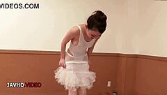 Wild Japanese Ballerina Teases With Amazing Sex Show Ending In Creampie Finish