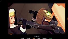 Naughty Nun Plays Game With Friend And Girlfriend