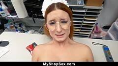 Officer Demands Teen Strip In Stolen Costume For Anal Blowjob At Work