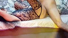 Have you seen this slender MILF riding in stockings and lingerie?