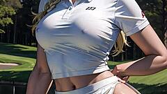 Is This AI Blonde Flashing Her Pussy On The Golf Field Or Real?