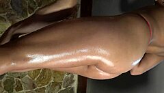 Great View Of Oiled The Beautiful Butt And Legs Of Xattlalust Red And Dark Blue Panties