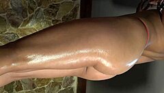 Great View Of Oiled The Beautiful Butt And Legs Of Xattlalust Red And Dark Blue Panties