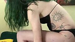 Intense kit summers in tight black bodysuit and gothic miniskirt with small 18+ tits