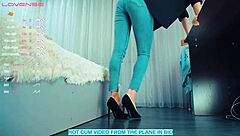 Beautiful whore masturbates in cosplay heels on webcam!