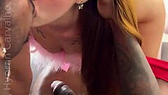 Sara Apollo receives chocolate carrot and her husband helps with big black cock