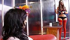 Intense Lesbian Threesome with Three Big Tits Milfs Using Dildo